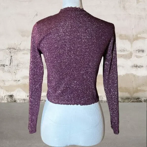 Philosophy Jr Studio Purple Sparkle Long Sleeve Cropped Shirt - XG (XL) - Picture 3 of 5